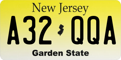 NJ license plate A32QQA