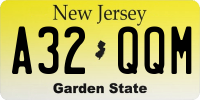 NJ license plate A32QQM