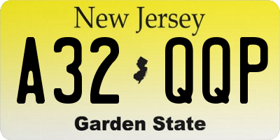 NJ license plate A32QQP