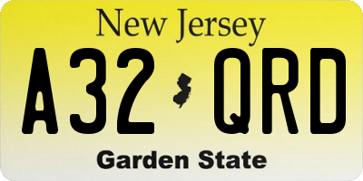 NJ license plate A32QRD