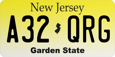 NJ license plate A32QRG