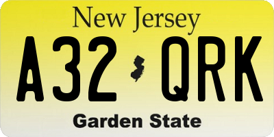 NJ license plate A32QRK