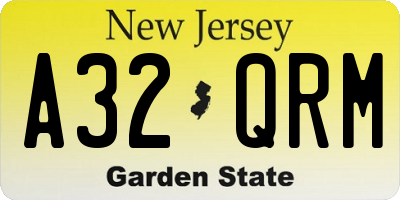 NJ license plate A32QRM