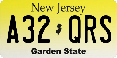 NJ license plate A32QRS