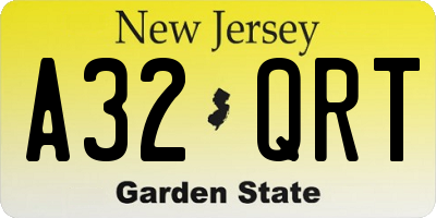 NJ license plate A32QRT