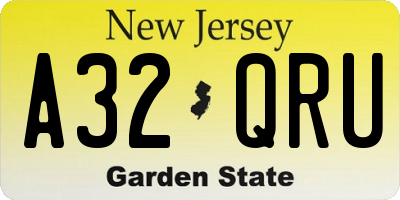 NJ license plate A32QRU