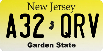 NJ license plate A32QRV