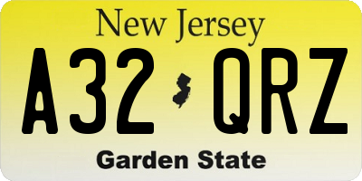 NJ license plate A32QRZ