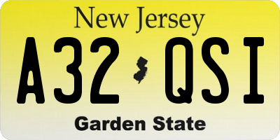 NJ license plate A32QSI