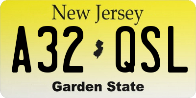 NJ license plate A32QSL