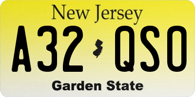 NJ license plate A32QSO