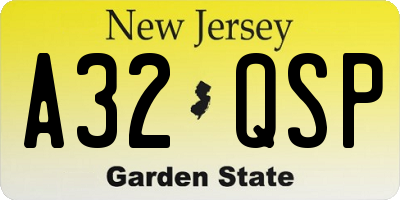 NJ license plate A32QSP