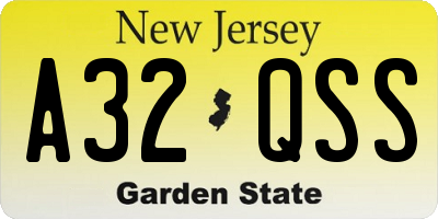 NJ license plate A32QSS