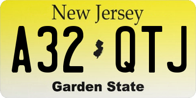 NJ license plate A32QTJ