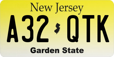 NJ license plate A32QTK