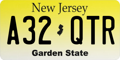 NJ license plate A32QTR