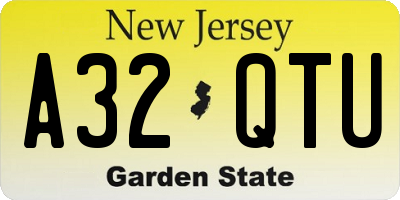 NJ license plate A32QTU