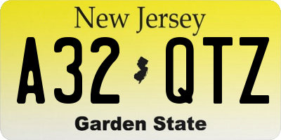 NJ license plate A32QTZ