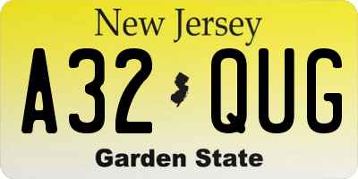 NJ license plate A32QUG
