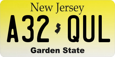 NJ license plate A32QUL