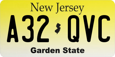 NJ license plate A32QVC