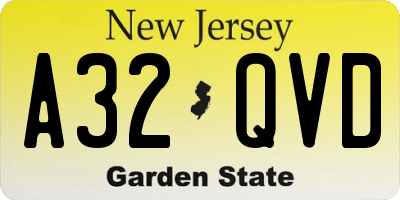 NJ license plate A32QVD
