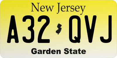 NJ license plate A32QVJ