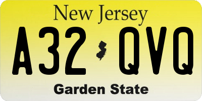 NJ license plate A32QVQ