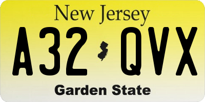 NJ license plate A32QVX