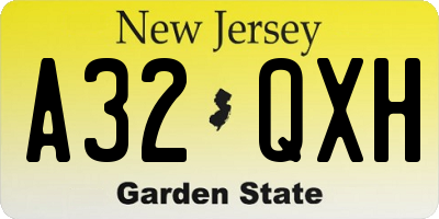 NJ license plate A32QXH