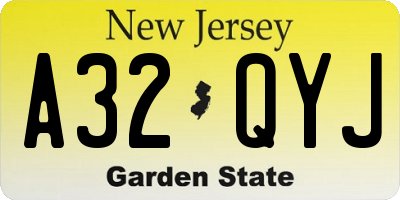 NJ license plate A32QYJ