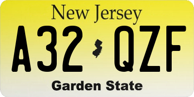 NJ license plate A32QZF