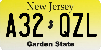 NJ license plate A32QZL