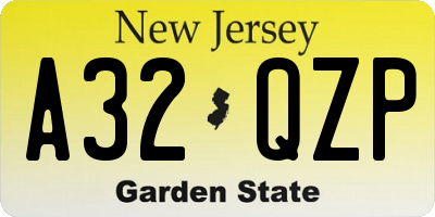 NJ license plate A32QZP