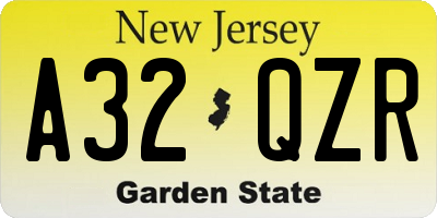 NJ license plate A32QZR