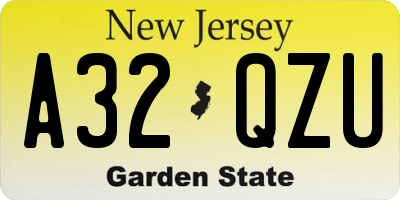 NJ license plate A32QZU