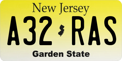 NJ license plate A32RAS