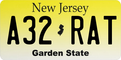 NJ license plate A32RAT