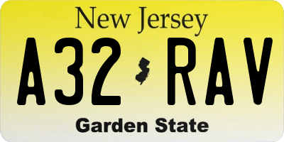 NJ license plate A32RAV