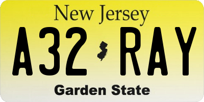 NJ license plate A32RAY