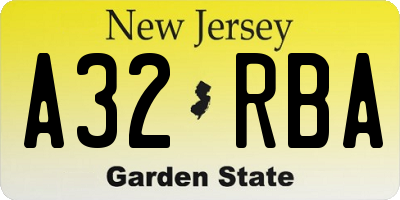 NJ license plate A32RBA