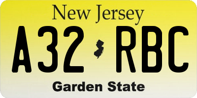 NJ license plate A32RBC