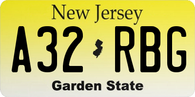 NJ license plate A32RBG