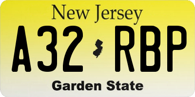 NJ license plate A32RBP