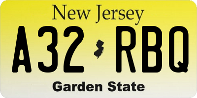 NJ license plate A32RBQ