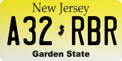 NJ license plate A32RBR