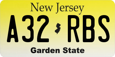 NJ license plate A32RBS