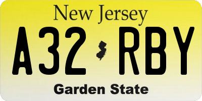 NJ license plate A32RBY