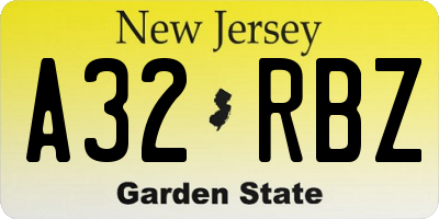 NJ license plate A32RBZ