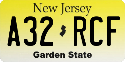 NJ license plate A32RCF